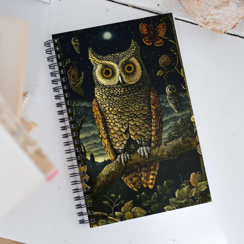 Mystical Night: The Guardian Owl | Spiral Notebook