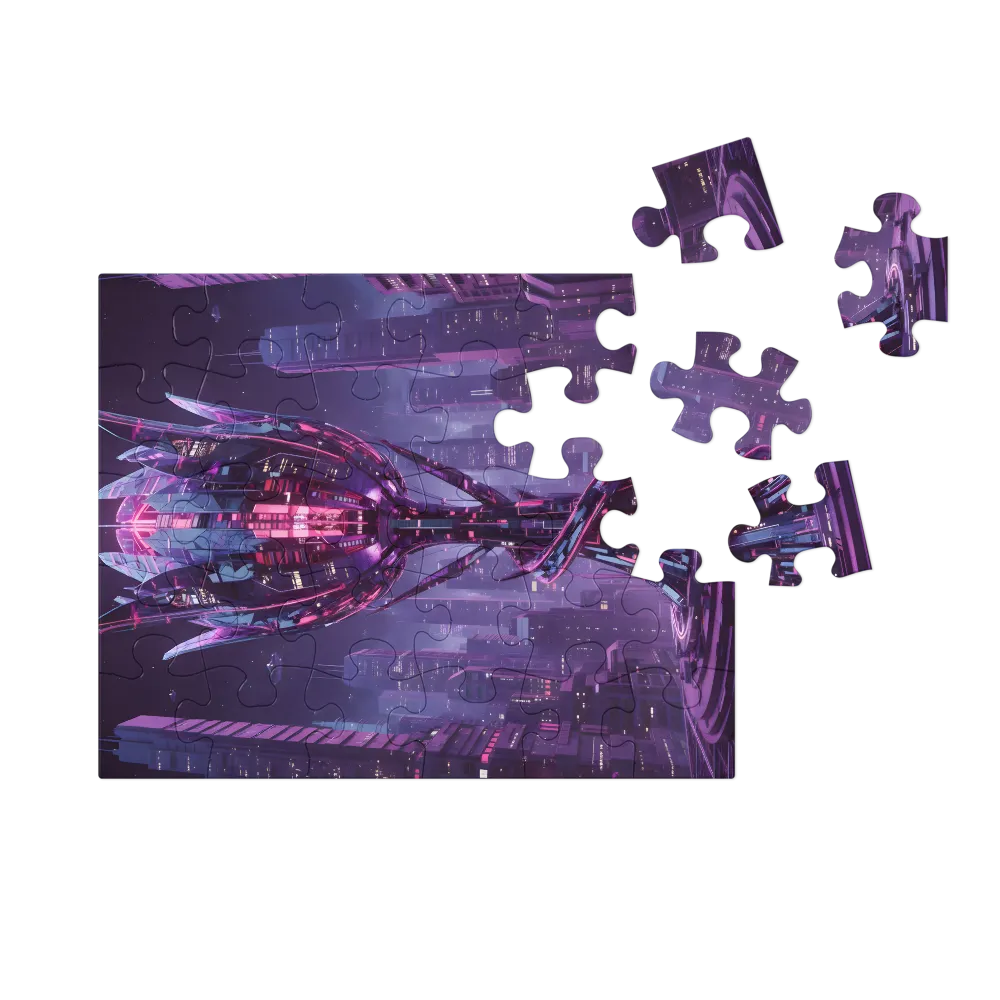 Neon Lotus Tower 
 Jigsaw Puzzle in Tin Box