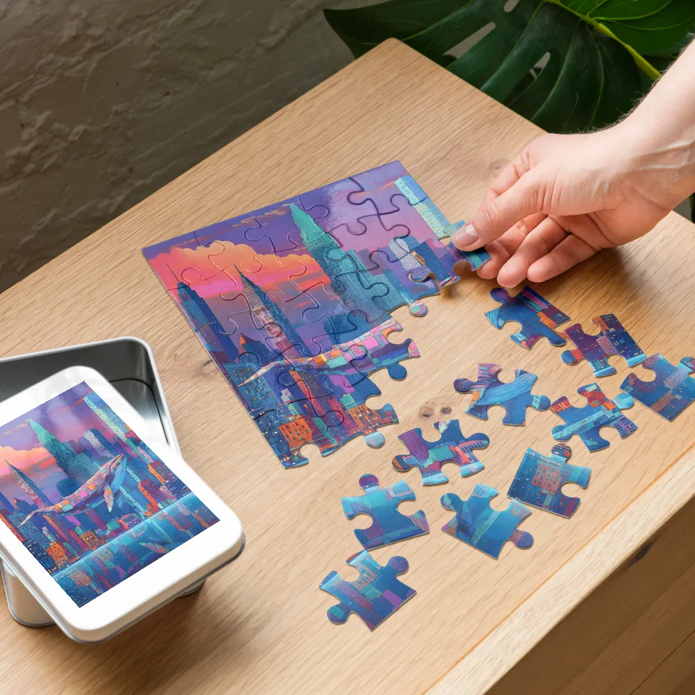Neon City Whale 
 Jigsaw Puzzle in Tin Box