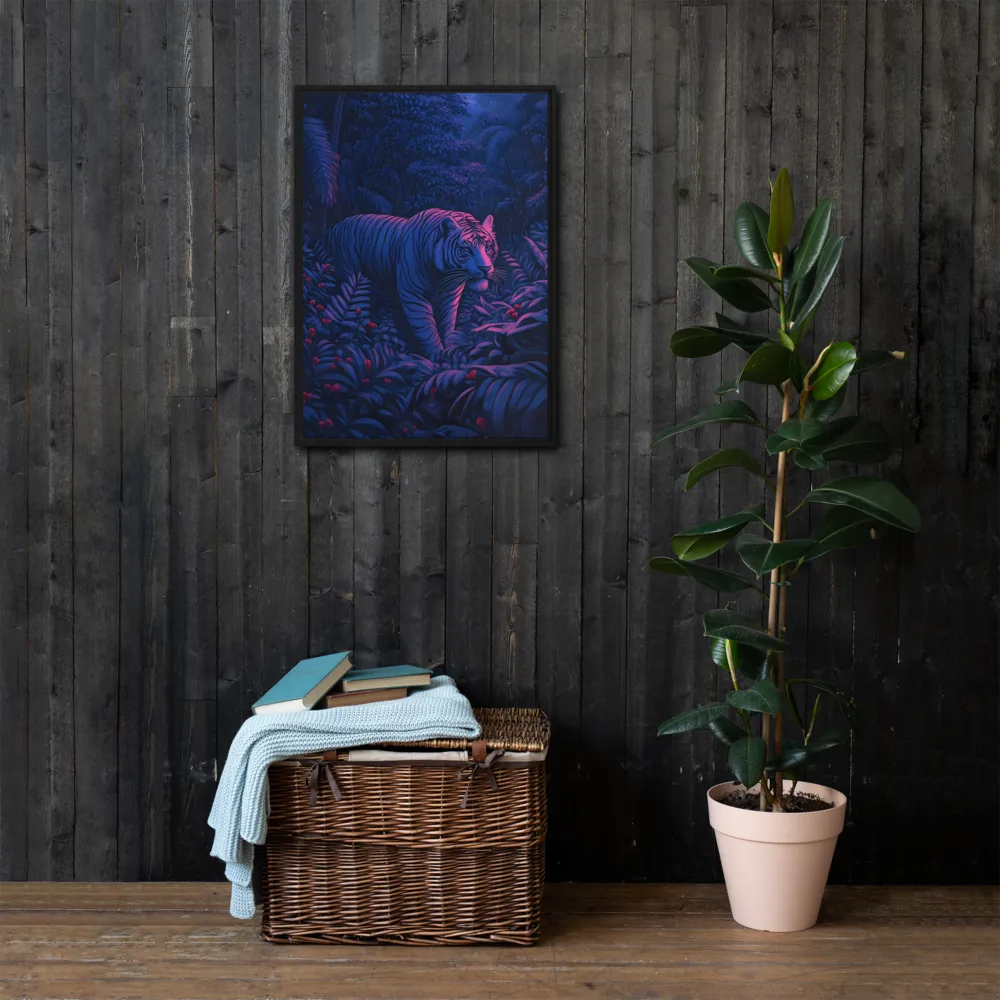 Mystic Prowler: The White Tiger in the Jungle | Canvas with Black Frame | 20″×28″