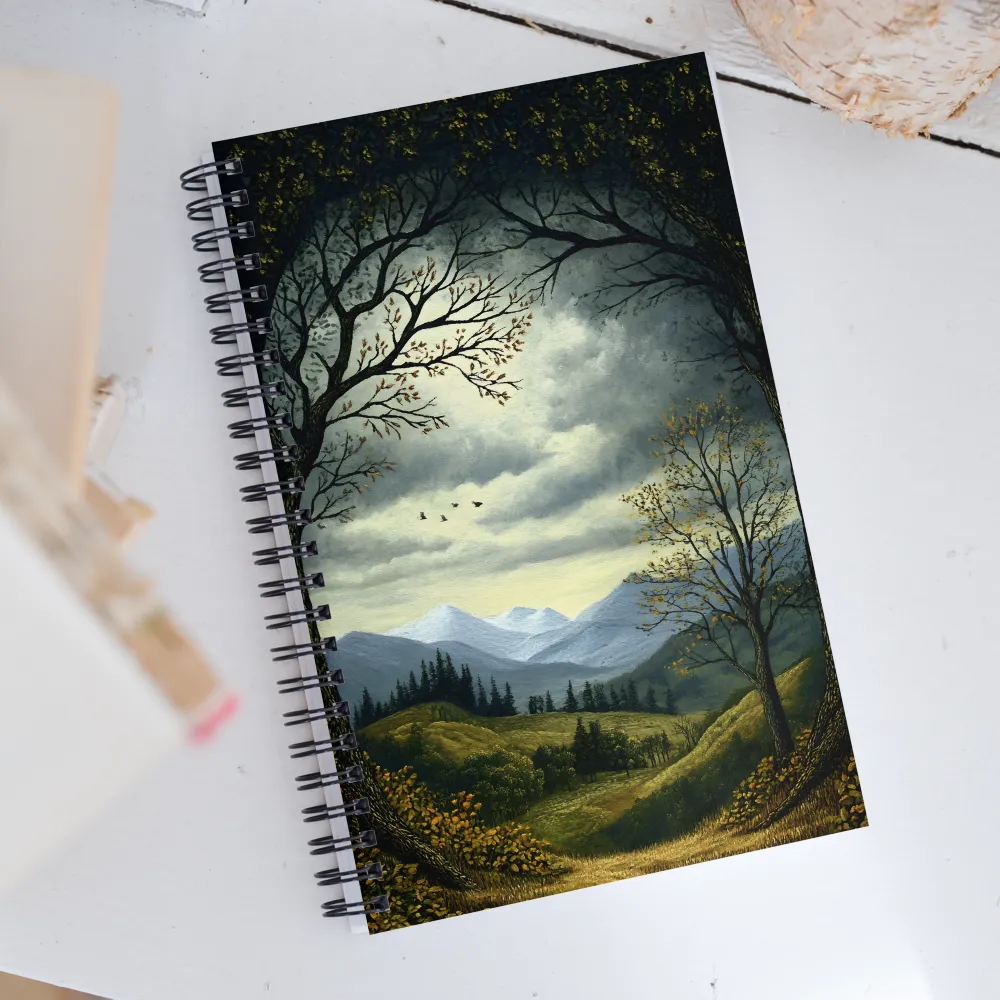 Nature's Embrace: A Tranquil Mountain Landscape | Spiral Notebook