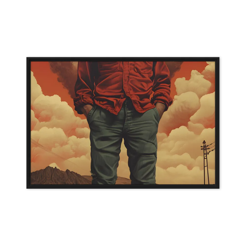 Defiant Spirit in a Surreal Landscape | Canvas with Black Frame | 20″×30″