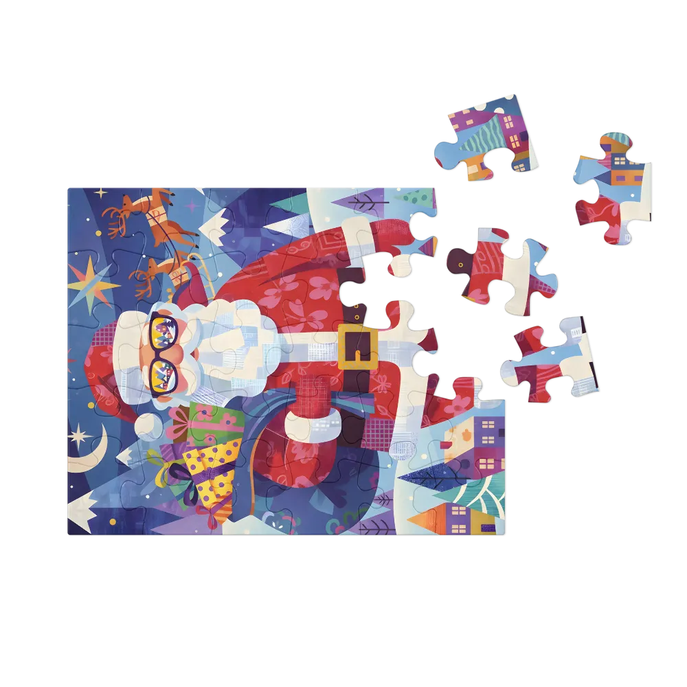 Santa with Sunglasses 
 Jigsaw Puzzle in Tin Box