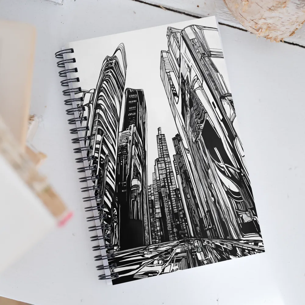 Urban Echoes: A Line Art Journey | Spiral Notebook