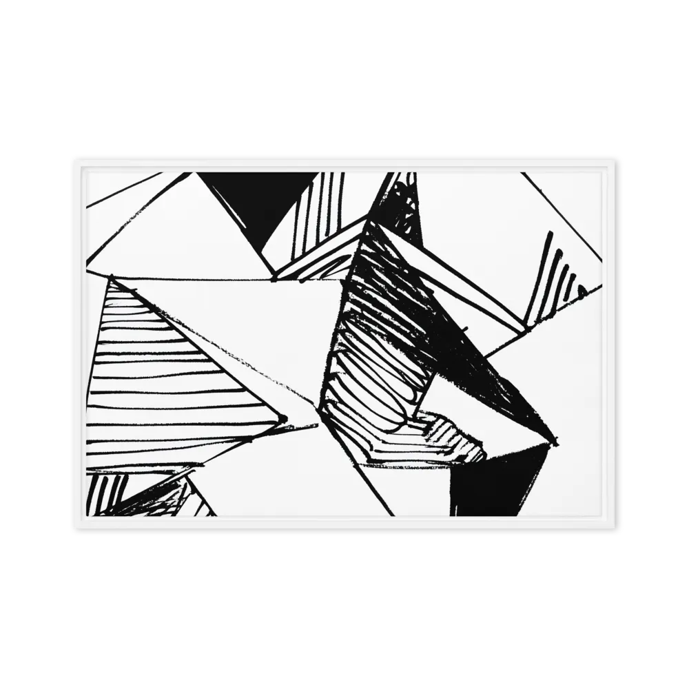 Dynamic Geometry in Ink | Canvas with White Frame | 24″×36″