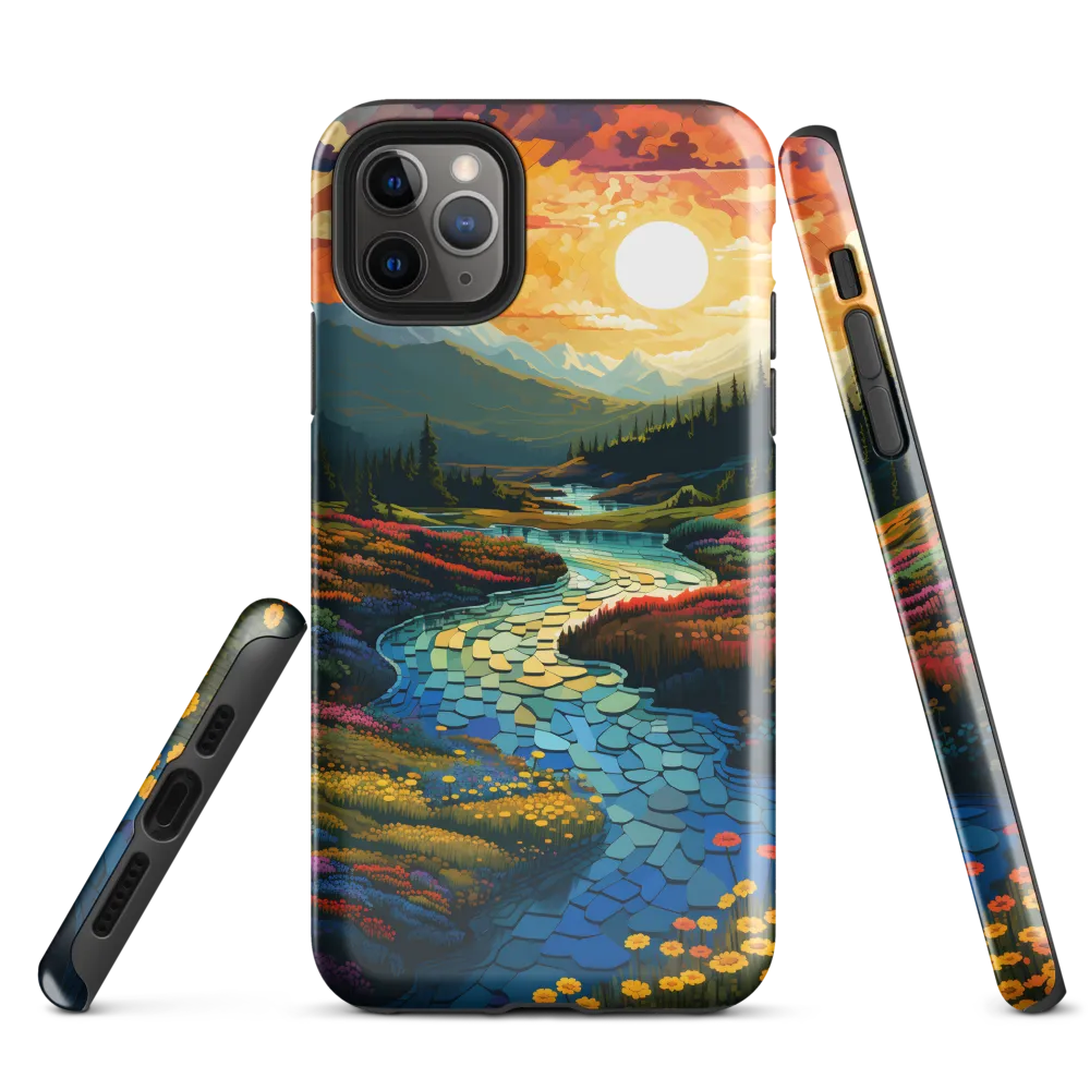 Serenity in Sunset: A Winding River's Embrace | Phone Case |  11 Pro Max | Tough Case | Glossy