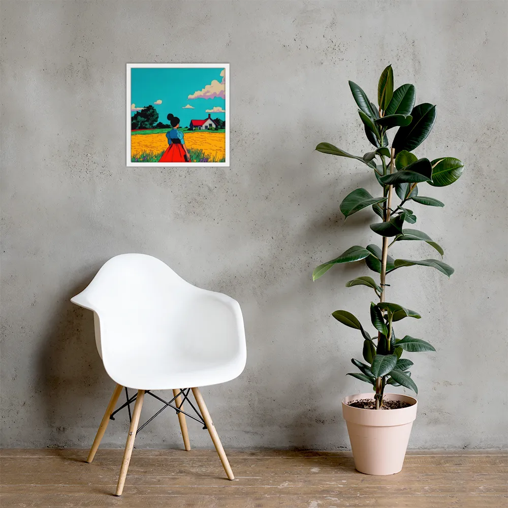 Whispers of a Sunlit Meadow | Poster with White Frame | 16″×16″