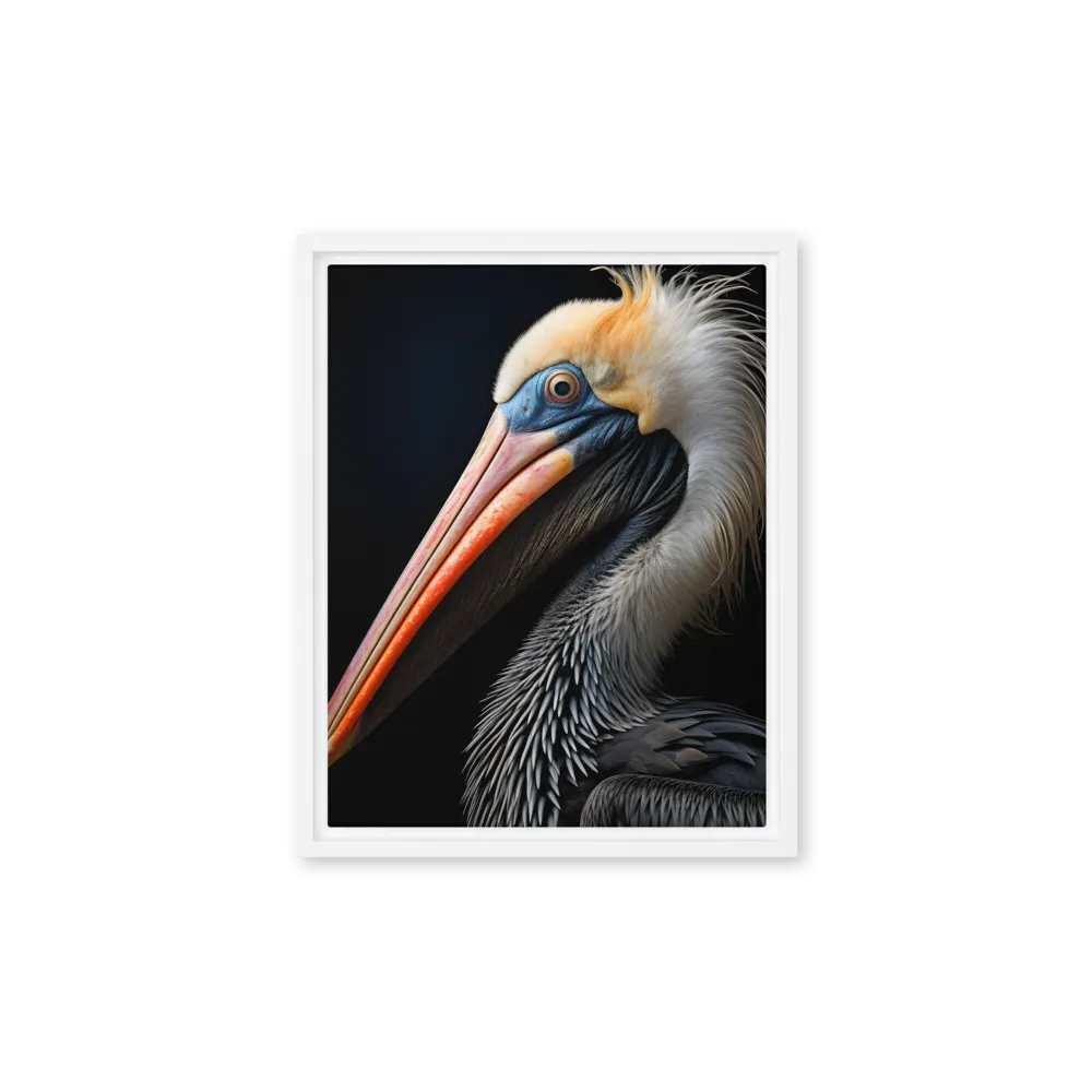 Majestic Portrait of a Pelican | Canvas with White Frame | 11″×14″