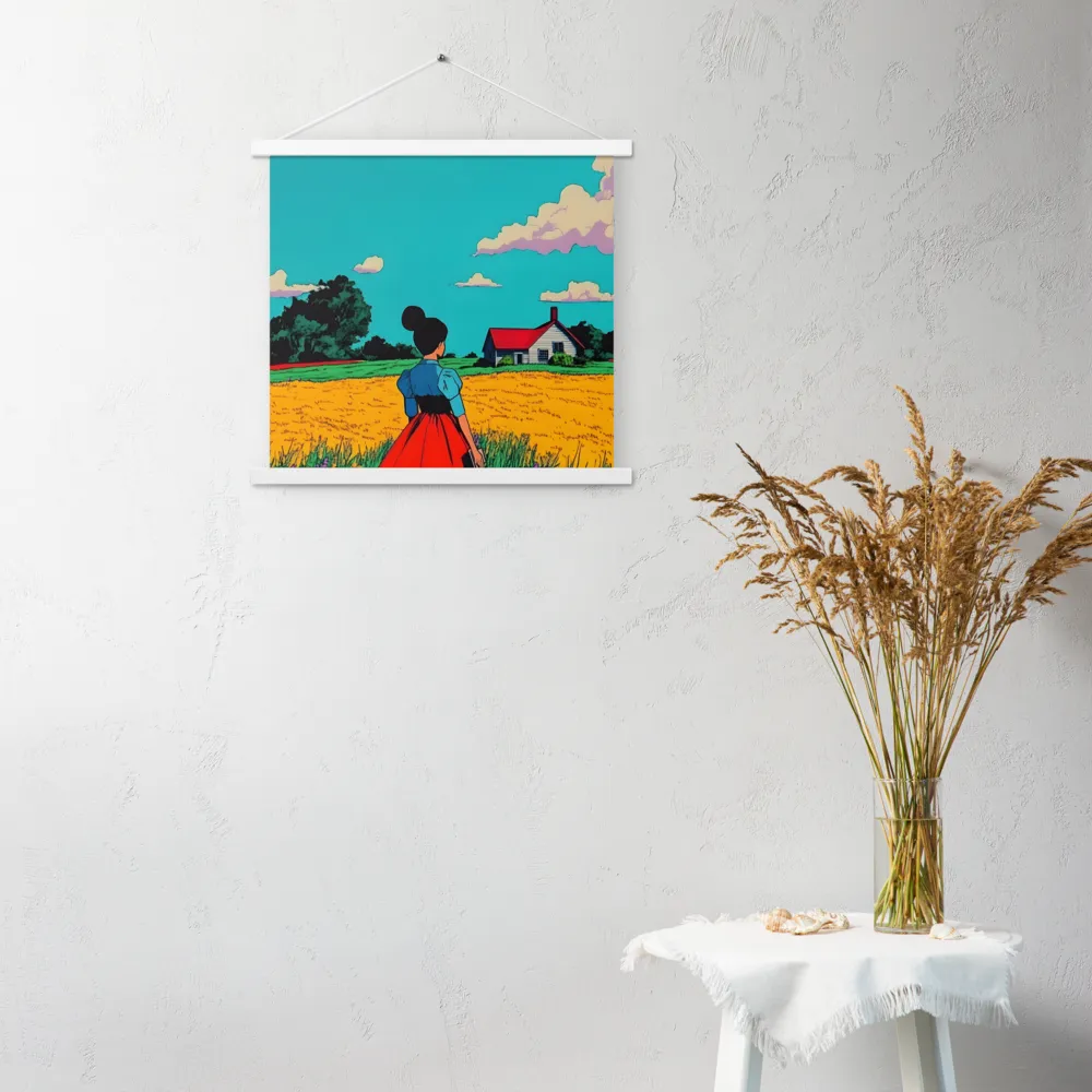Whispers of a Sunlit Meadow | Poster With White Wood Hanger | 18″×18″