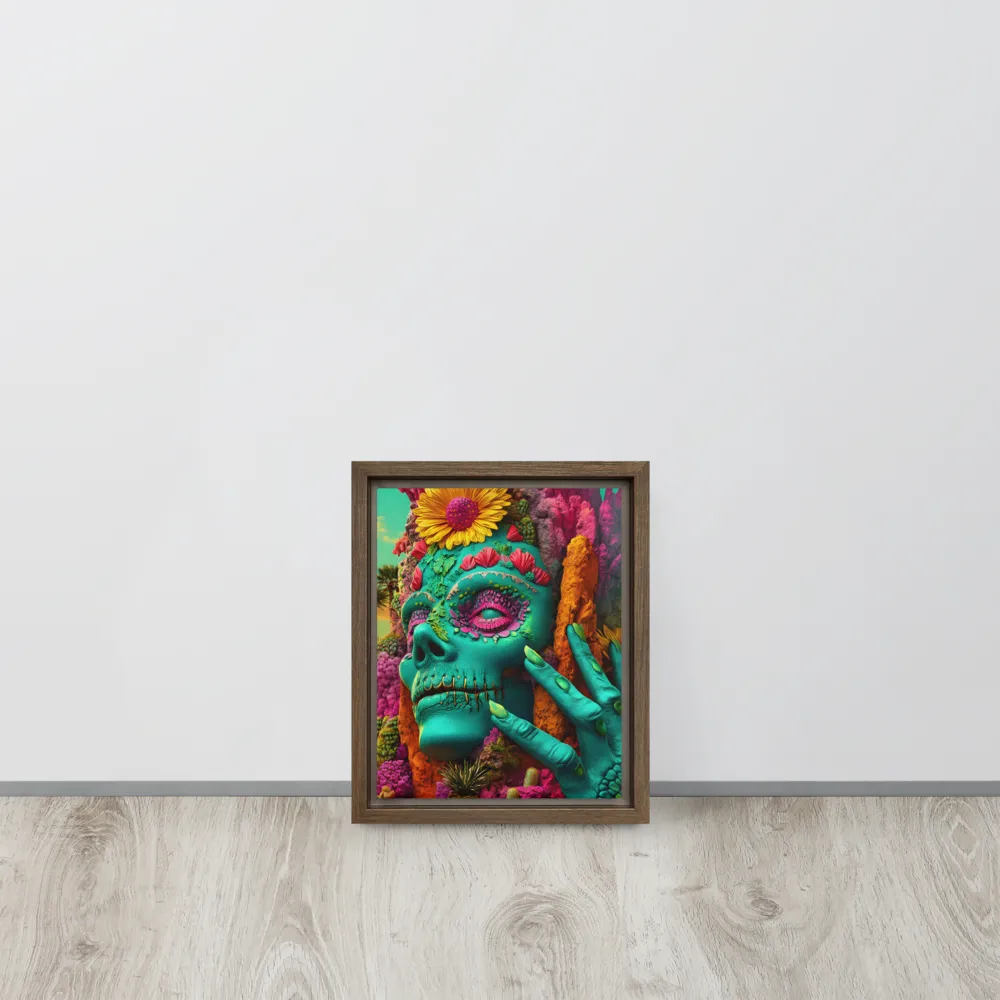 Ethereal Skull Garden | Canvas with Brown Frame | 8″×10″