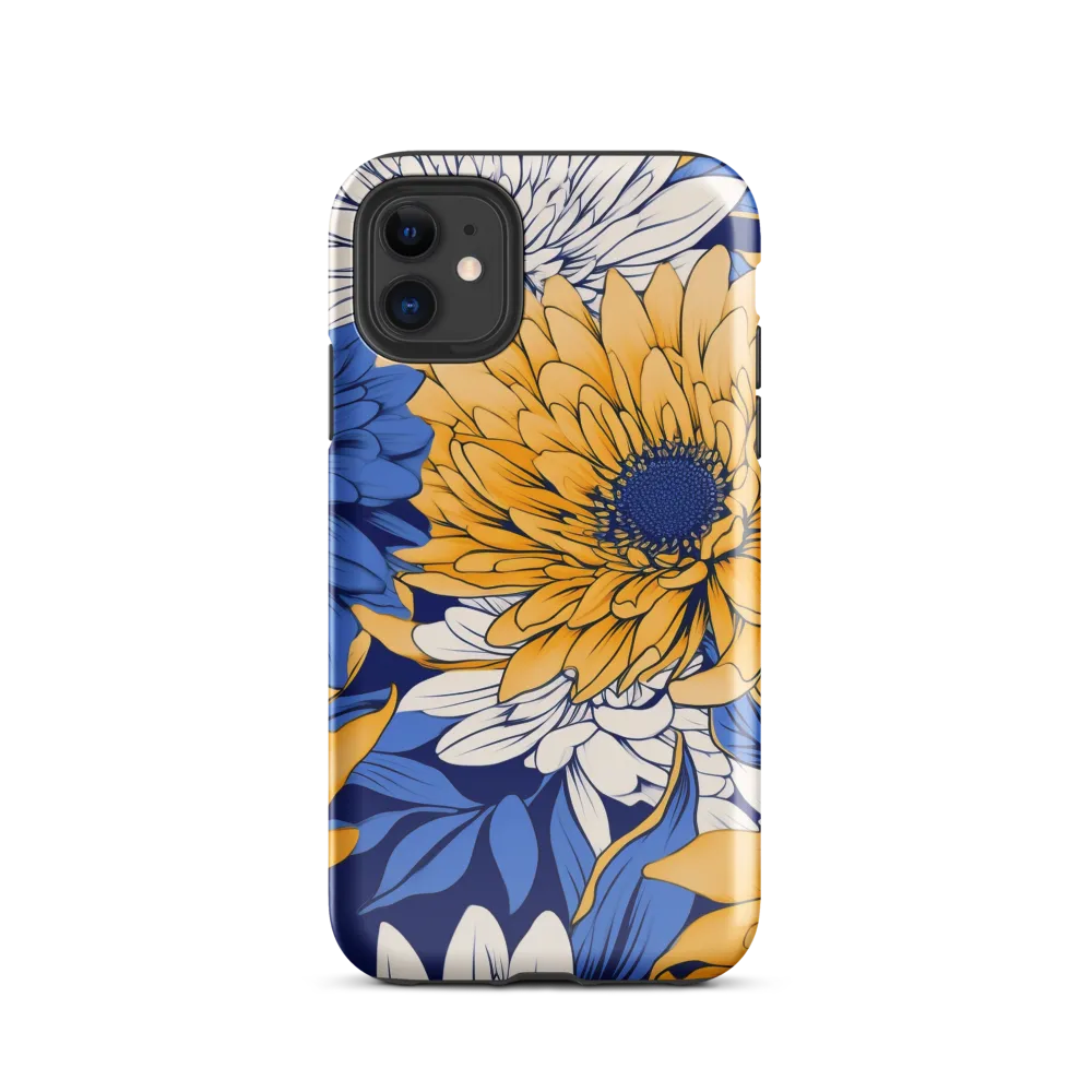 Floral Harmony in Blue and Yellow