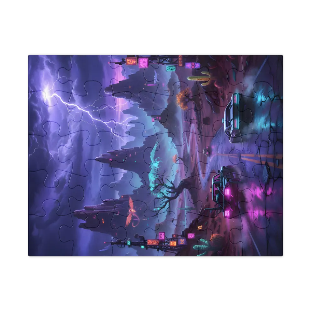 Neon Desert Highway 
 Jigsaw Puzzle in Tin Box