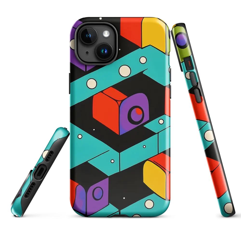 Vibrant Geometric Harmony | Phone Case |  15 Plus | Tough Case | Glossy