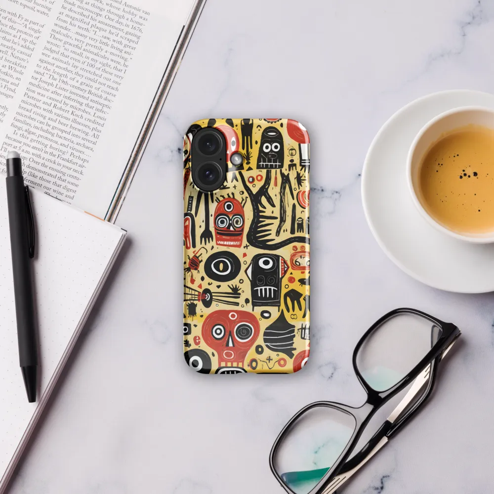 Abstract Encounters: A Dance of Faces and Symbols | Phone Case |  16 | Snap Case | Glossy