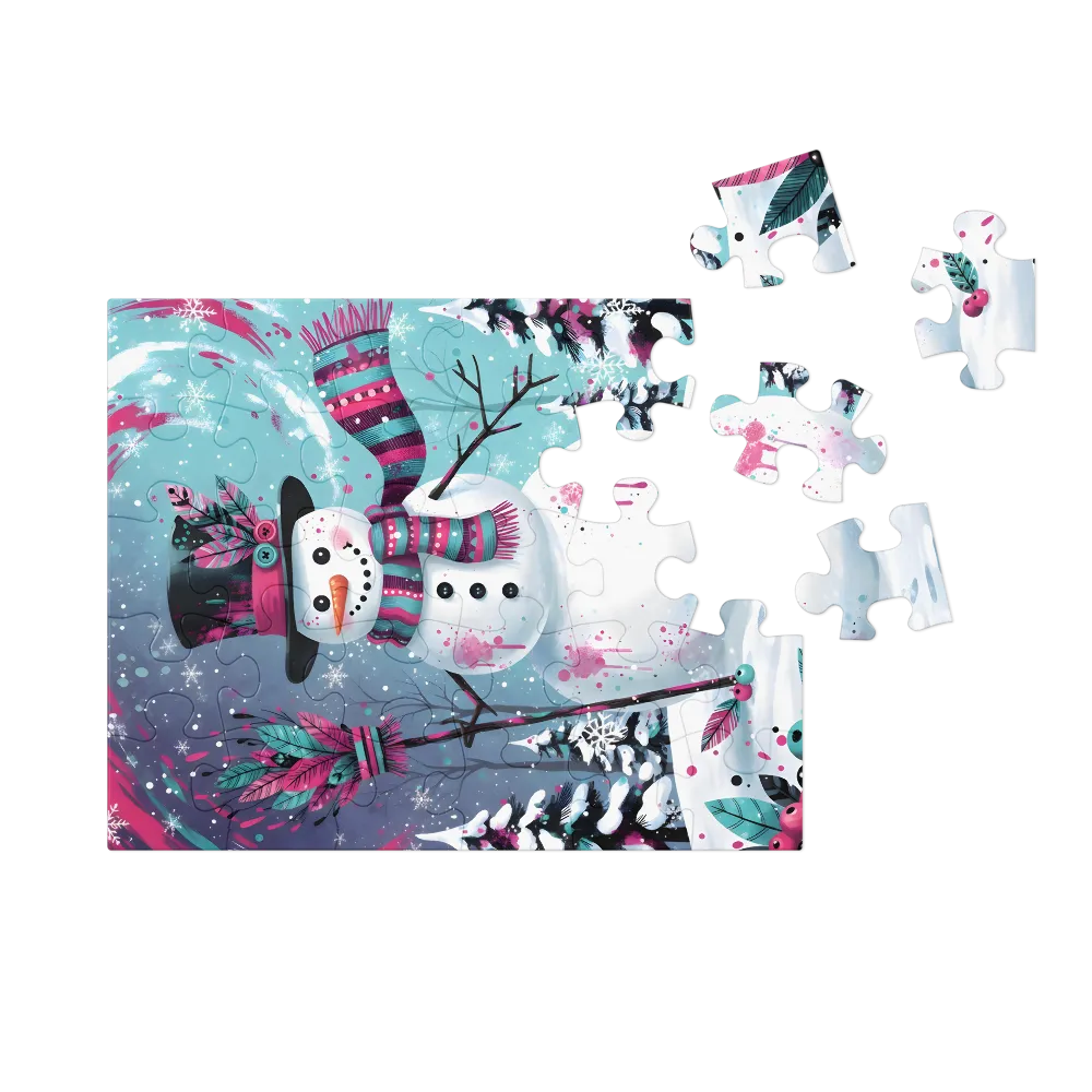Whimsical Snowman 
 Jigsaw Puzzle in Tin Box