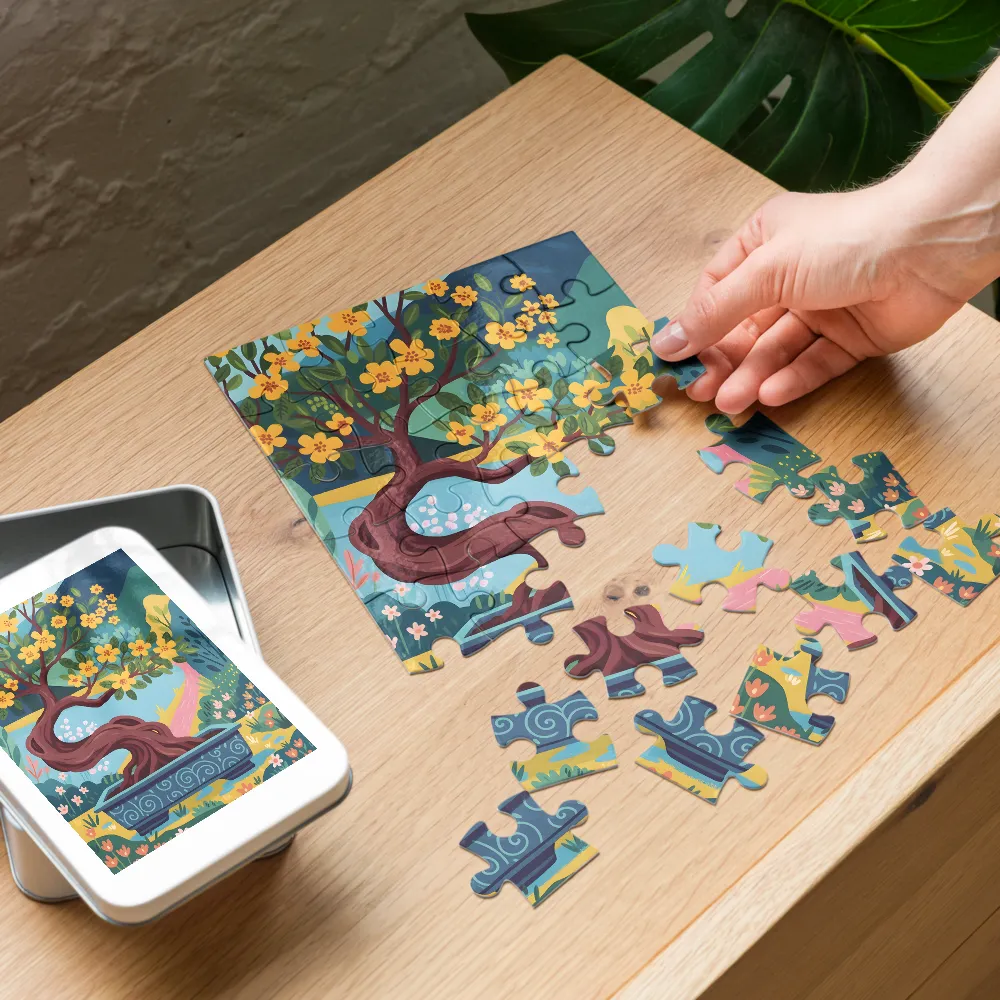 Blossoming Bonsai 
 Jigsaw Puzzle in Tin Box