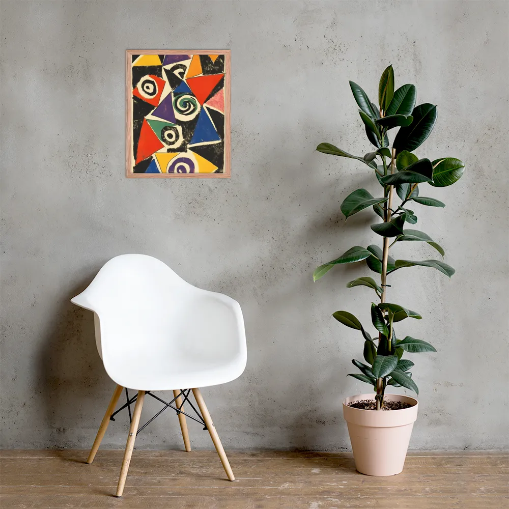 Dynamic Geometric Abstraction | Poster with Red oak Frame | 16″×20″