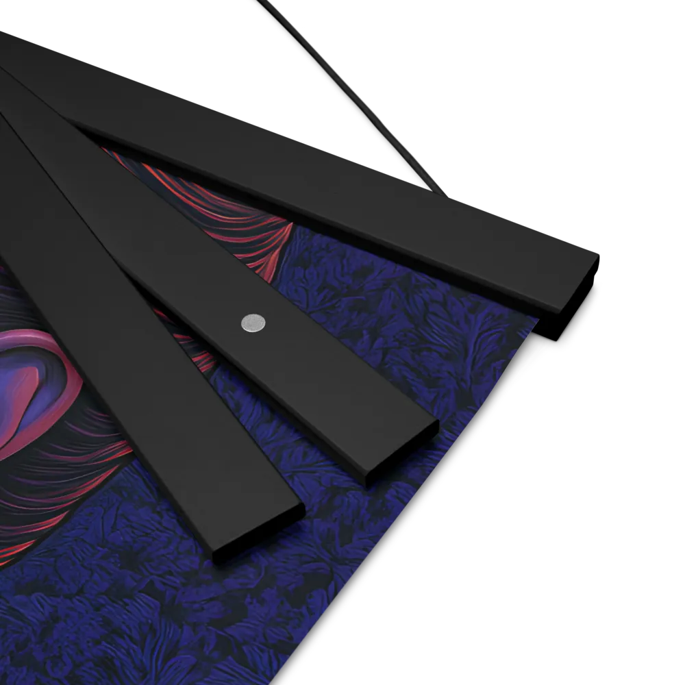 Ethereal Portrait in Blue and Red | Poster With Black Wood Hanger | 16″×16″