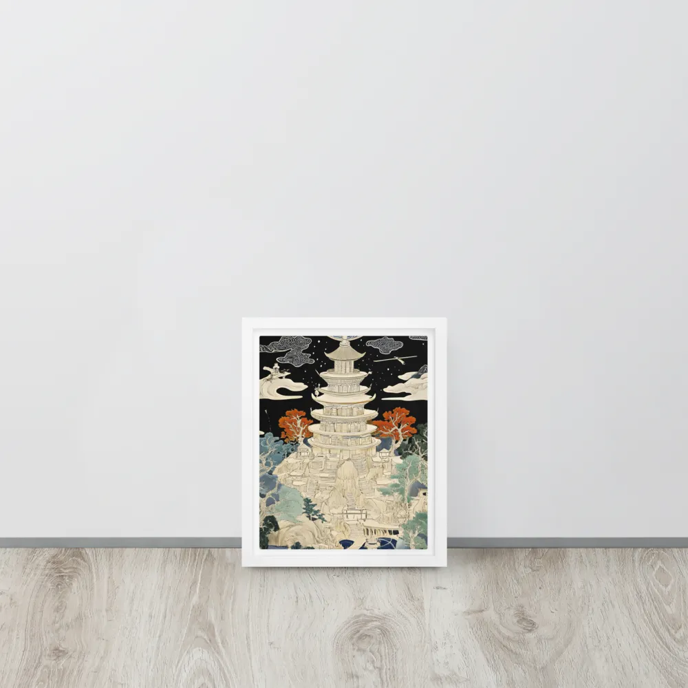 Whispers of the Pagoda | Canvas with White Frame | 8″×10″