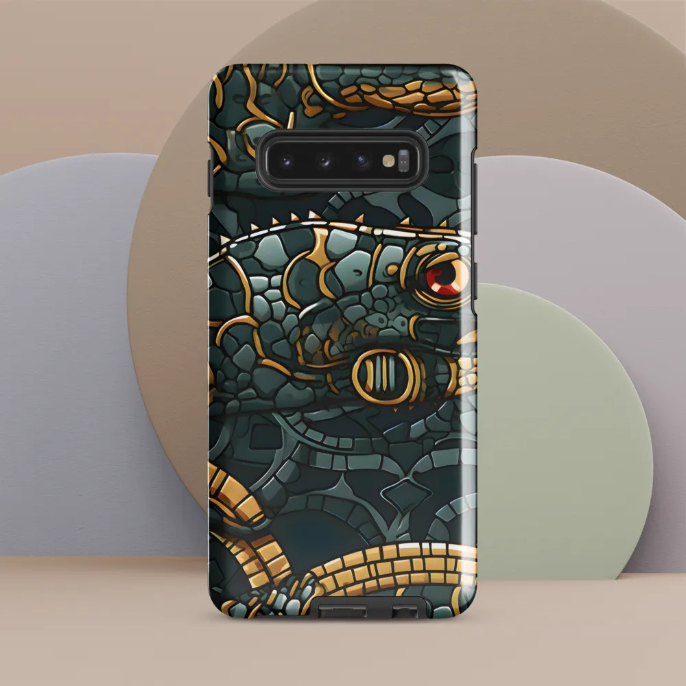 Reptilian Elegance: A Digital Art Nouveau Tapestry | Phone Case |  S10 Plus | Tough Case | Glossy