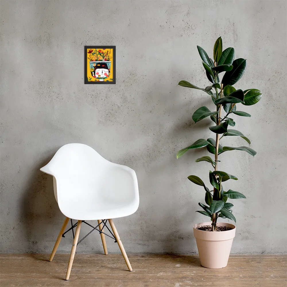 Whimsical Garden Head | Poster with Black Frame | 8″×10″