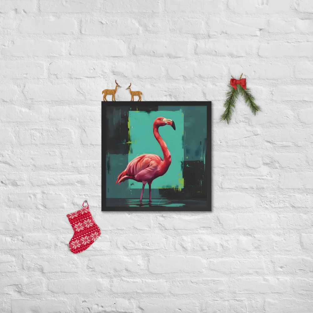 Teal Flamingo 
 Poster with Black Frame | 18″x 18″