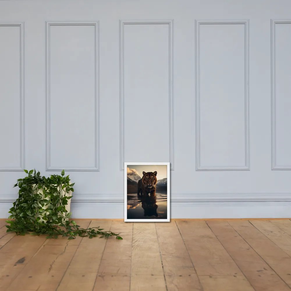 Majestic Reflection: The Tiger's Domain | Poster with White Frame | 12″×16″