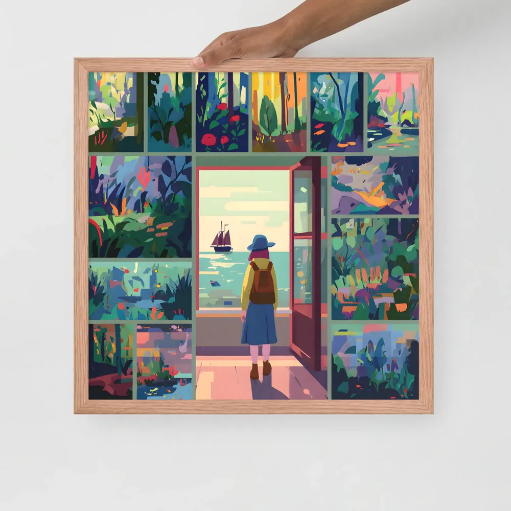 Doorway to the Sea 
 Poster with Red oak Frame | 18″x 18″