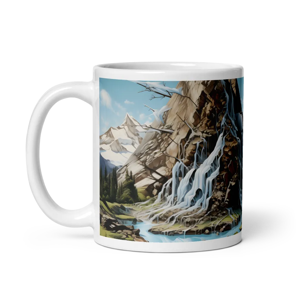 Majestic Cascade: A Mountain Masterpiece | Mug with White inside | 11 oz