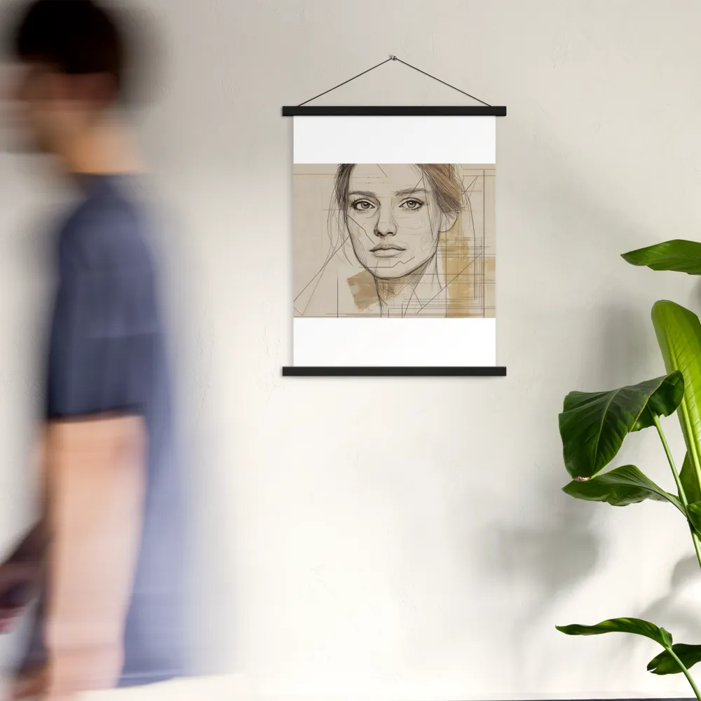 Geometric Elegance: A Modern Portrait | Poster With Black Wood Hanger | 18″×24″