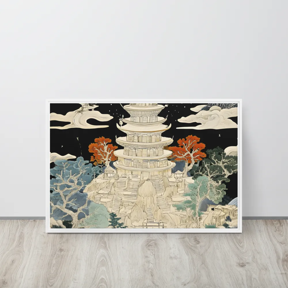 Whispers of the Pagoda | Canvas with White Frame | 20″×30″