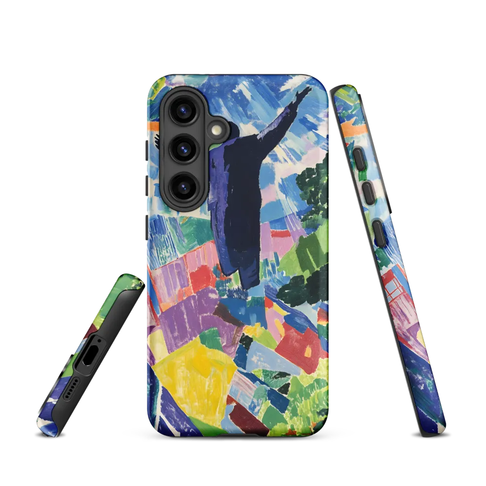 Elysium: A Soaring Figure Amidst Colorful Landscapes | Phone Case |  S24 | Tough Case | Matte