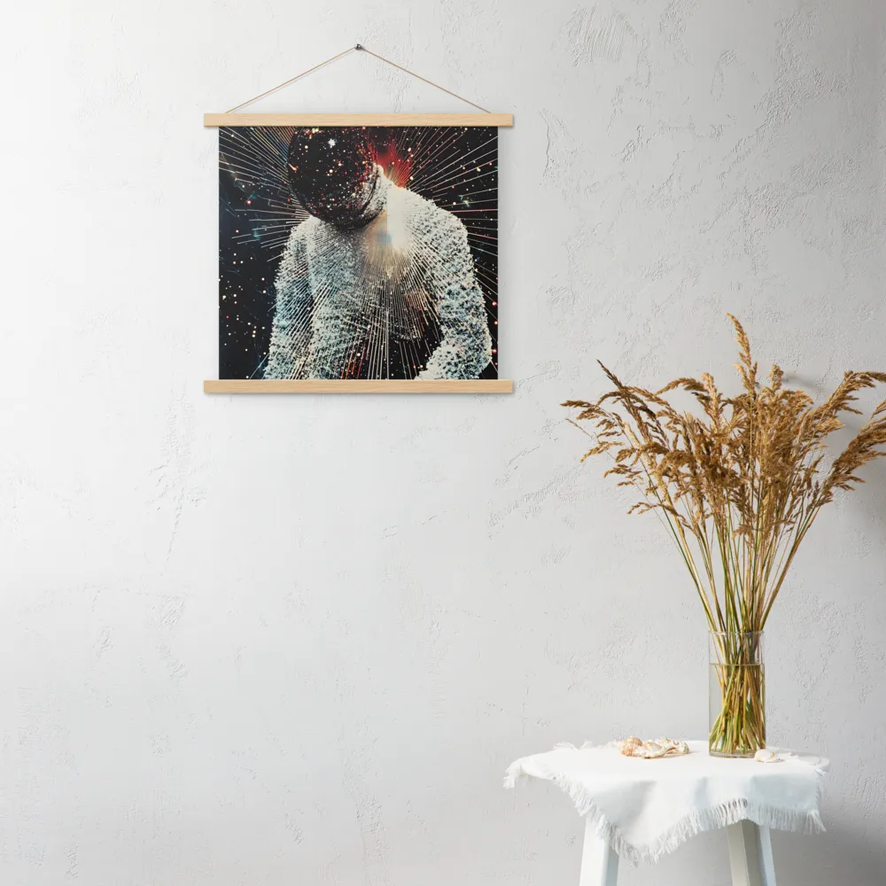 Ethereal Astronaut: A Journey Through the Cosmos | Poster With Oak Wood Hanger | 18″×18″