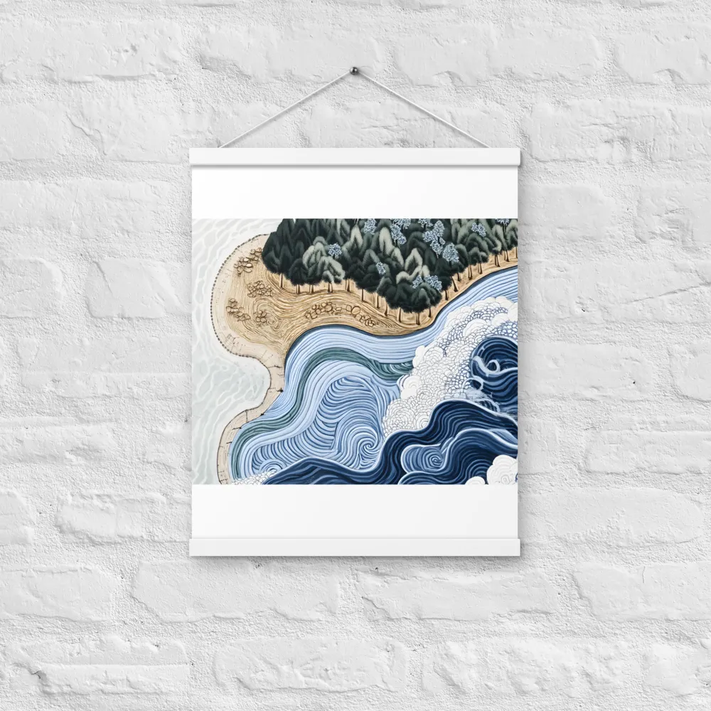 Oceanic Harmony: A Tranquil Landscape | Poster With White Wood Hanger | 16″×20″