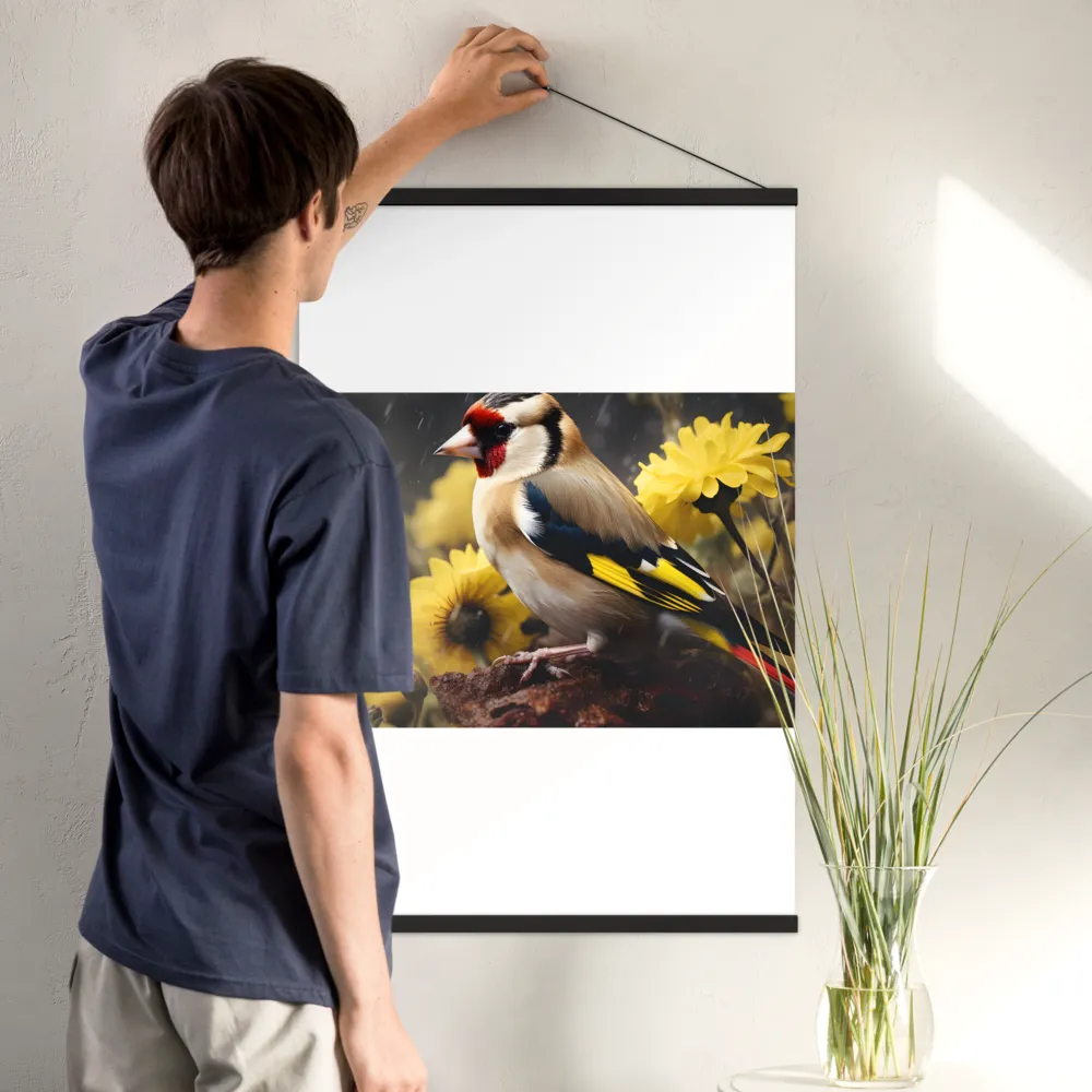 Harmony in Nature: A Goldfinch Amidst Blooms