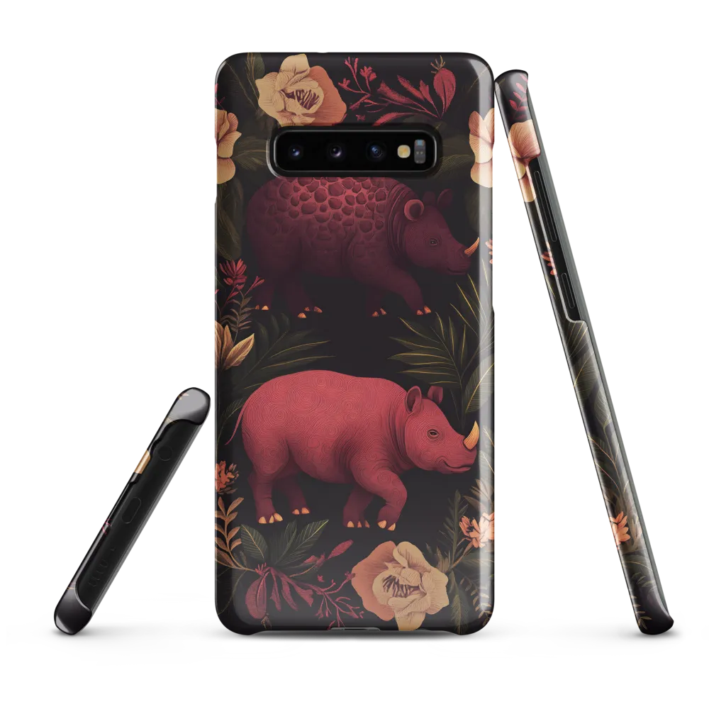 Rhinos in Floral Embrace | Phone Case |  S10 Plus | Snap Case | Glossy