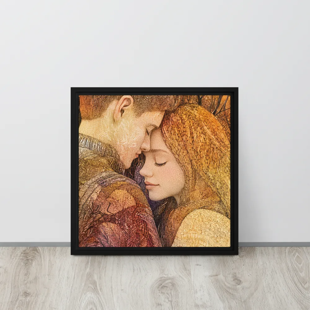 Embrace of Autumn | Canvas with Black Frame | 16″×16″
