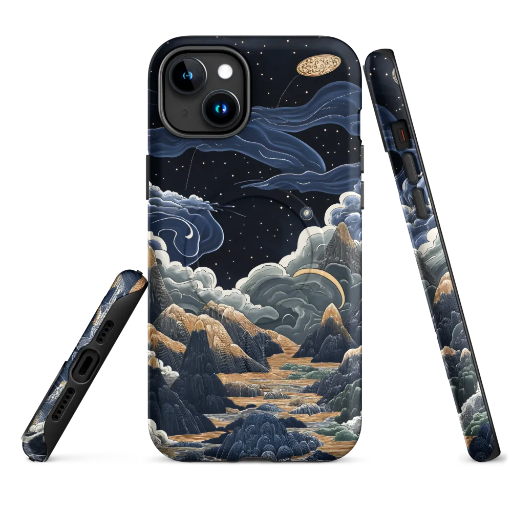 Celestial Harmony: Peaks and Planets | Phone Case |  15 Plus | MagSafe® Tough Case | Matte