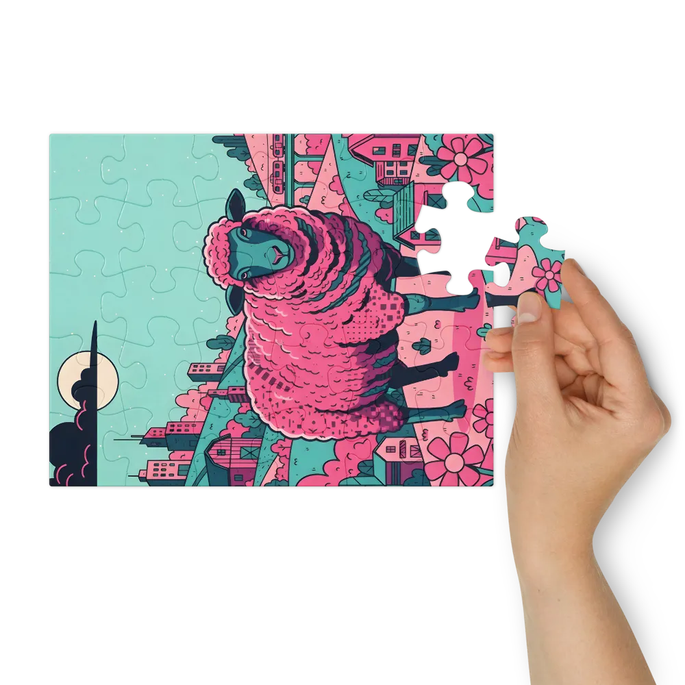 Moonlit Pasture Sheep 
 Jigsaw Puzzle in Tin Box