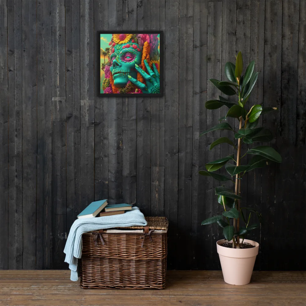 Ethereal Skull Garden | Canvas with Black Frame | 16″×16″