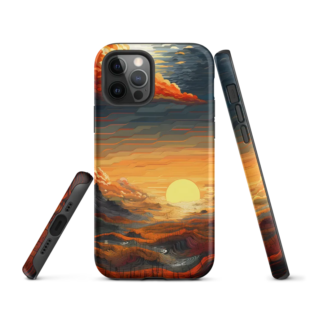 Ethereal Sunset: A Serene Landscape in Flowing Forms | Phone Case |  12 Pro | Tough Case | Matte