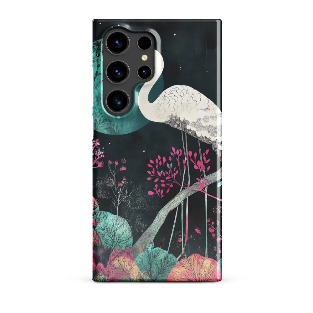 Ethereal Presence: Heron in a Floral Dreamscape | Phone Case |  S24 Ultra | Snap Case | Glossy