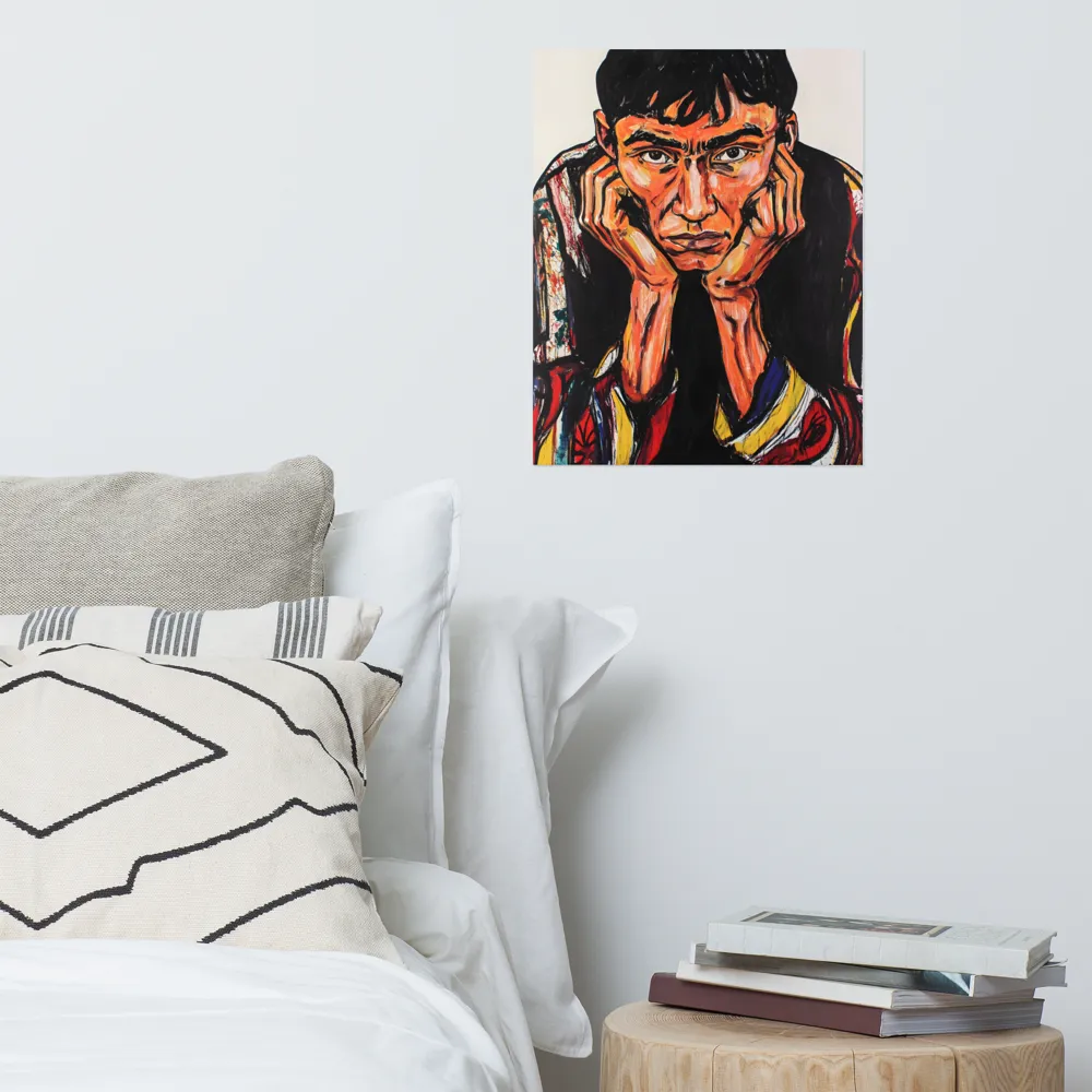 Contemplative Intensity: An Expressionist Portrait | Poster | 16″×20″