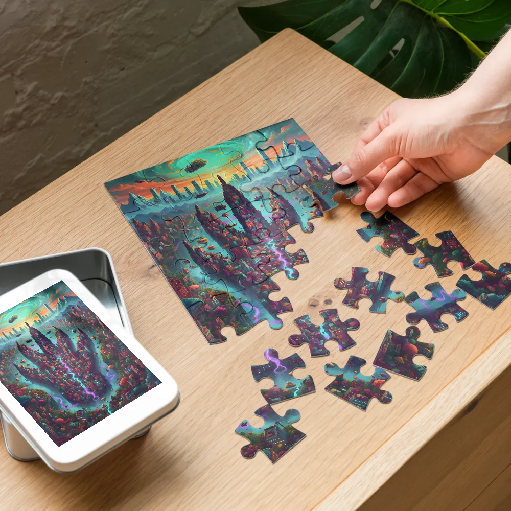 Otherworldly Floating City 
 Jigsaw Puzzle in Tin Box