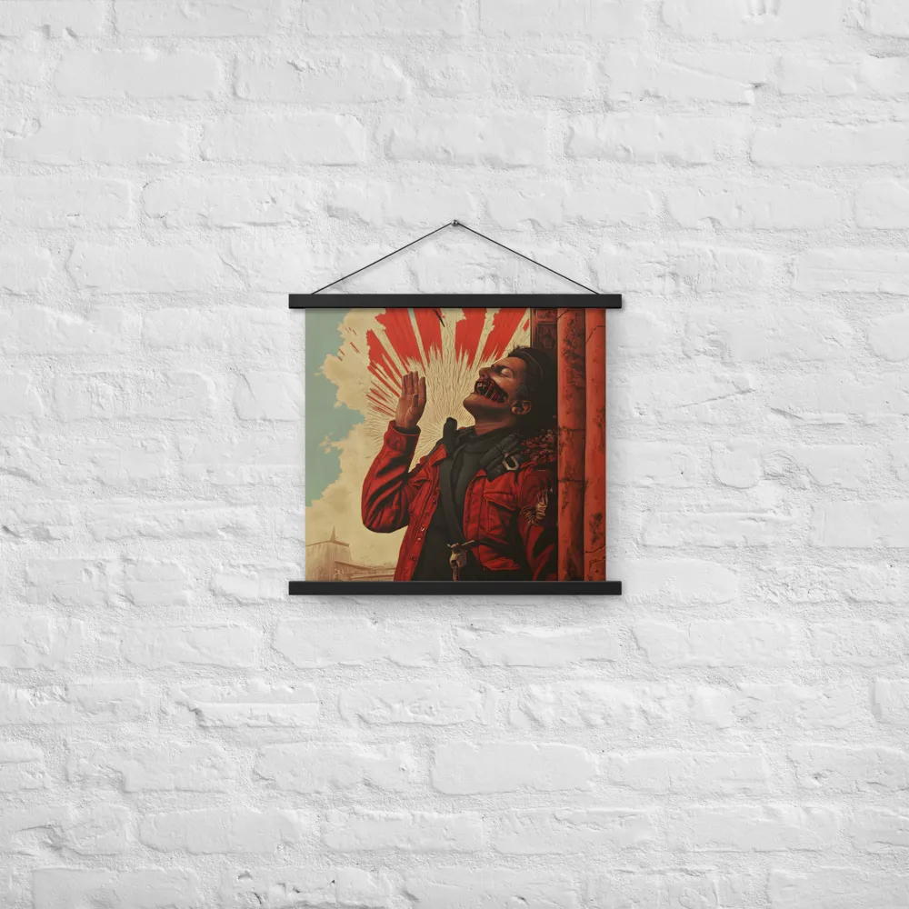 Defiant Echoes of Ruin | Poster With Black Wood Hanger | 18″×18″