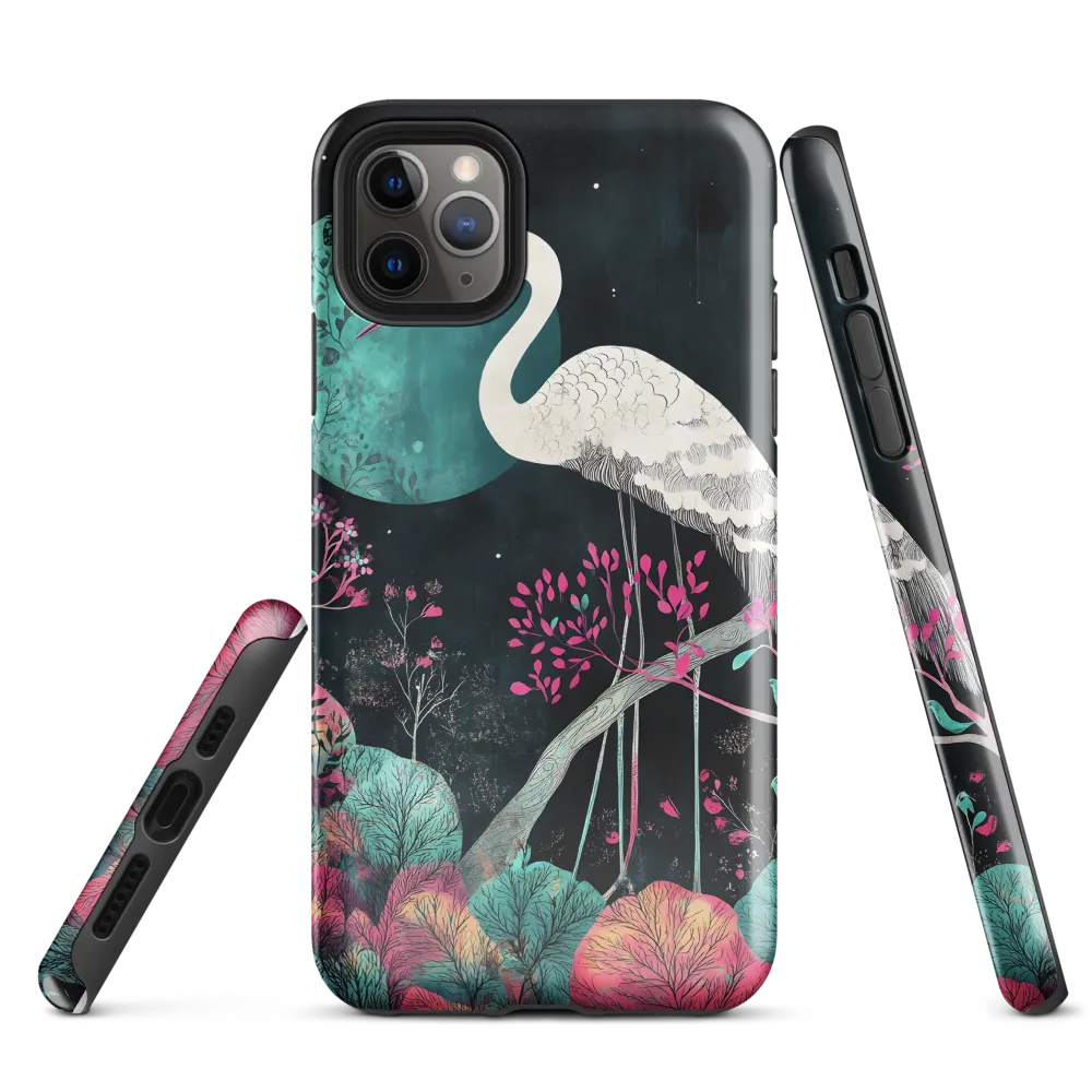 Ethereal Presence: Heron in a Floral Dreamscape | Phone Case |  11 Pro Max | Tough Case | Glossy