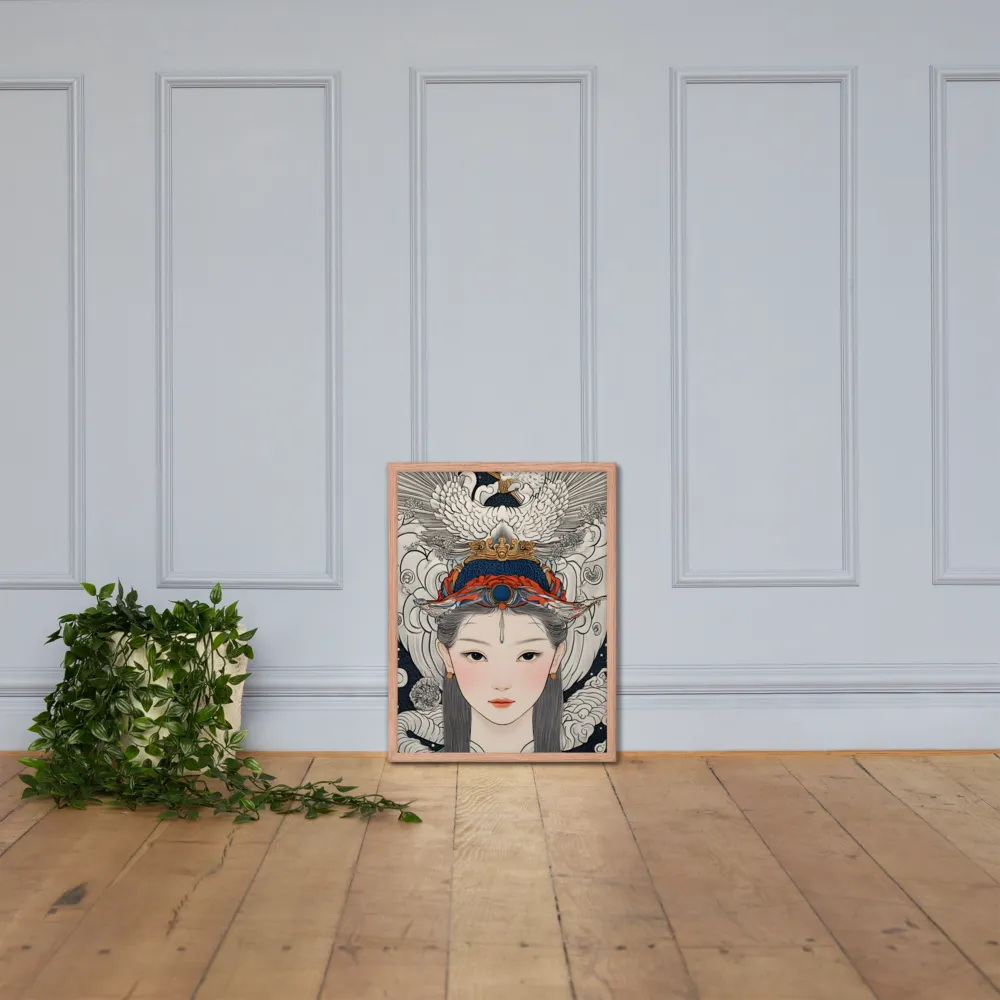Serenity in Myth: A Traditional Portrait | Poster with Red oak Frame | 18″×24″