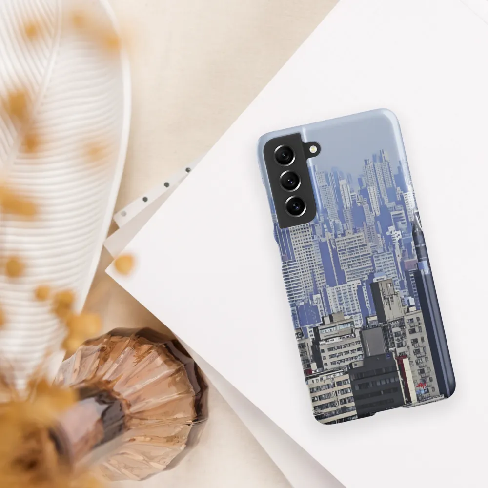 Urban Symphony: A Cityscape in Blues and Grays | Phone Case |  S21 FE | Snap Case | Matte
