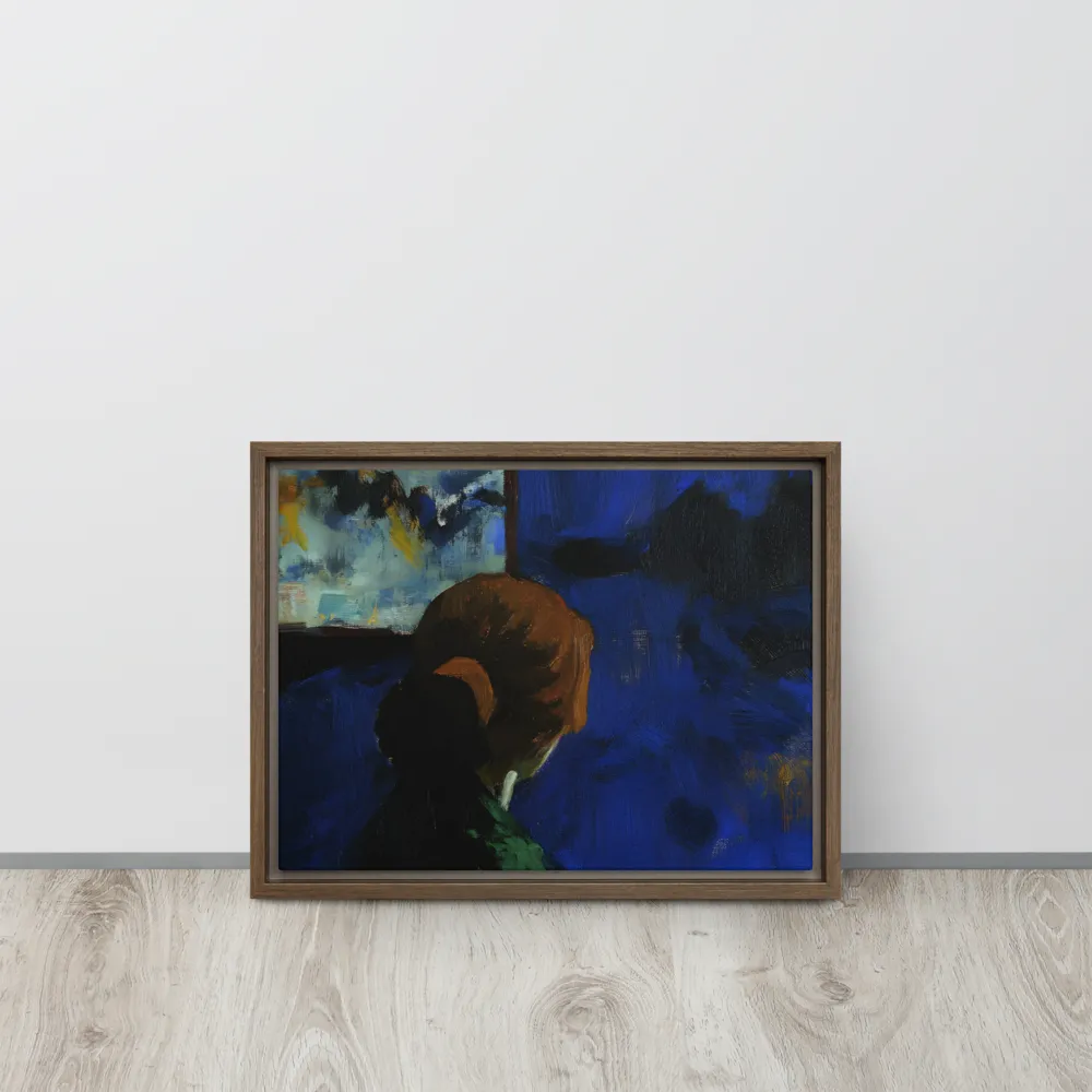 Contemplation Under the Night Sky | Canvas with Brown Frame | 12″×16″