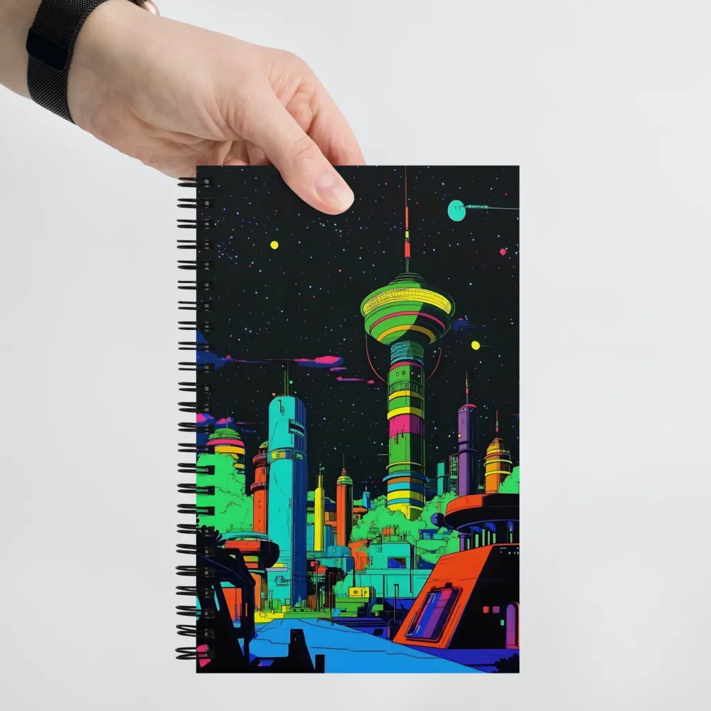 Neon Dreams: A Futuristic Cityscape | Spiral Notebook